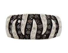 0.40ctw White and Black Diamond Striped Dome Ring in 14K