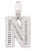 925 Sterling silver cubic zirconia N initial pendant