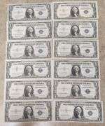 1 Dozen Mixed Date Uncirculated Silver Certificates