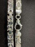 Sterling Silver Byzantine Square Link Chain 10mm 925 Italy Heavy Necklace 24"