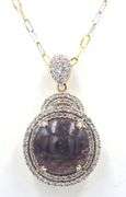 Exquisite Massive 35.78CTS Oval Cabochon-Cut Star Ruby & 2.64CTW Sapphire Pendant Necklace in 14K Go
