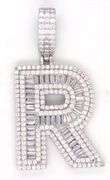 Initial R cubic zirconia pendant in 925 sterling silver