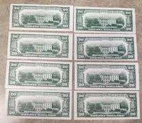 Lot Of 8 1950A UNC $20 Federal Reserve Notes, (Read Description)