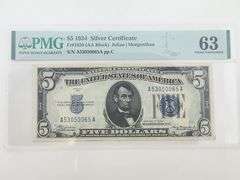 1934 $5 Silver Certificate FR#1650, PMG 63