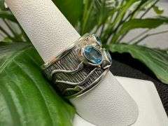 Sterling Silver 925 Natural Gemstone Blue Topaz Ring Size 7.5