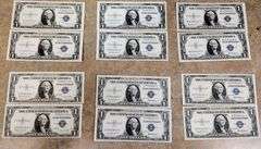 6 Lots Of 2 (12 Notes Total) Consecutive Silver Certificates, UNC