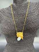 Sterling Silver 925 with 18k Gold Plating with Moonstone Pendant 20" Necklace Unique