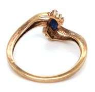 10kt Yellow gold blue sapphire and diamond ring