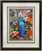 Peter Max Original Mixed Media with Acrylic Signed 'Land of the Free Home of the Brave' with Park We