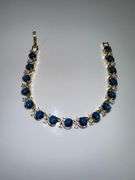 White Gold Plated Huge 11 Ctw Lab Simulated Diamond and Blue Sapphire Tennis Bracelet