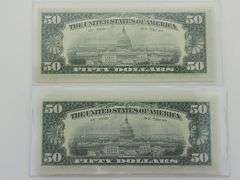 (2) 1977 U.S. $50 Notes Consecutive, UNC
