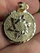 10k Yellow Gold Jewish Star of David Pendant Ornate Diamond Cut Charm