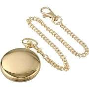 14K Gold-Plated Open Face Pocket Watch with Chain