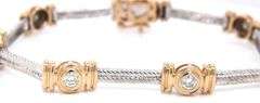 14kt White gold 1.40ctw bezel set diamond cable station bracelet