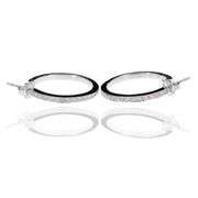 18K(750) Solid White Gold Natural Diamond Hoop Earrings