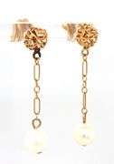 14kt Yellow gold white fresh water pearl dangle earrings
