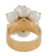0.40ctw Diamond and Baroque Pearl Cluster Ring in 14K