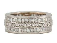 2.43ctw Baguette and Round Diamond Triple Row Eternity Band Ring in 18K