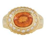 14.50ct Oval Spessartine Garnet and 0.90ctw Diamond Frame Statement Ring in 18K