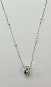 925 Sterling Silver Interlocking Circle With CZ Details Pendant And CZ Station Chain Necklace