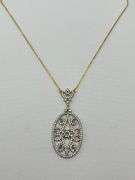 925 Gold Tone Sterling Silver Filigree Crystal Pendant With Chain Necklace