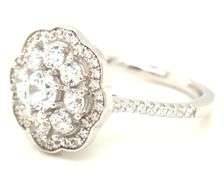 925 Sterling silver flower style round brilliant cut white cubic zirconia ring