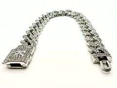 Sparkling 14 Kt White Gold Plate 34.5 Gram Monogramed Initial "K" Curb Link Bracelet