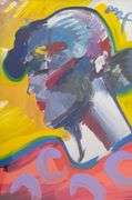 Peter Max Original Mixed Media with Acrylic Signed 'Palm Beach Lady' with Park West Certificate