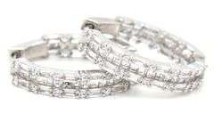 925 Sterling silver double row cubic zirconia hoop earrings