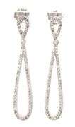 14kt White gold 0.70ctw double tear drop diamond dangle earrings