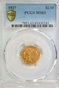 Very Choice BU 1927 $2.50 Indian Gold Piece. PCGS MS63