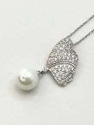 925 Sterling Silver Butterfly Wing Pendant With Drop Pearl And Chain Necklace