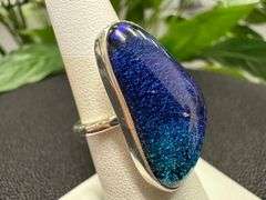 Sterling Silver 925 One of a Kind Dichroic Glass Ring Size 6