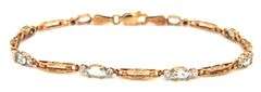 10kt Yellow gold blue topaz link bracelet