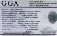 Darling 10.00CTS Oval Cabochon-Cut Emerald & White Sapphire Ring in 925 Sterling Silver