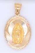 14KT Tri-Color Gold Virgin Mary Pendant