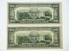 (Lot Of 2) 1950A $20 Federal Reserve Notes, UNC
