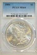 Better near Gem BU 1884 Morgan Silver Dollar. PCGS MS64