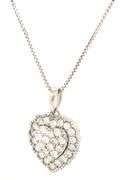 10kt White gold 0.50ctw diamond cluster heart shaped pendant on chain