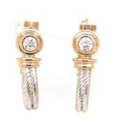 14kt two tone gold 0.40ctw bezel set diamond cable J hoop
