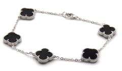 10mm 5 Clover black onyx bracelet in 925 sterling silver