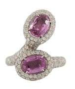 Chantecler 2.93ctw Pink Sapphire and 3.13ctw Pave Diamond Bypass Ring in 18K