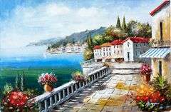 BEAUTIFUL MEDITERRANIAN  PAINTING ON CANVAS