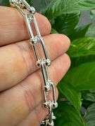 Sterling Silver Diamond-Cut Paperclip Bead Chain Necklace 18"