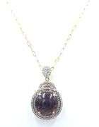 Exquisite Massive 35.78CTS Oval Cabochon-Cut Star Ruby & 2.64CTW Sapphire Pendant Necklace in 14K Go