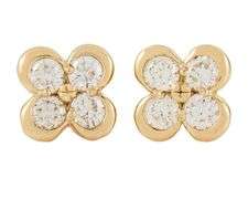 New 1.45ctw Round Diamond Clover Stud Earrings in 14K
