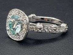 Sparklijng 14 K White Gold Plate  3.15 Ct White Ice Blue Lab Simulated Diamond Ring