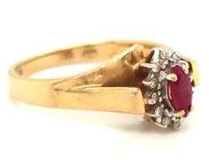 10kt Yellow gold ruby and diamond ring