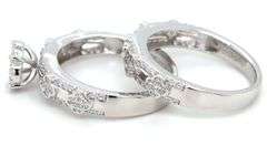 Set of 925 sterling silver flower style white cubic zirconia ring