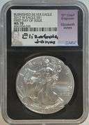 Signature Series Scarce Burnished 2017-W Silver Eagle. NGC MS70 1st Day Issue